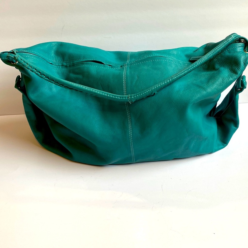 Large teal shoulder bag